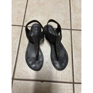 Coach And Four T Strap Sandals Rhinestone Black Women's  9 1/2